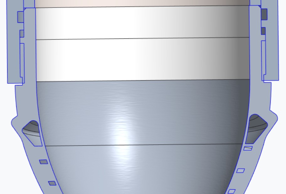 CAD section through nozzle